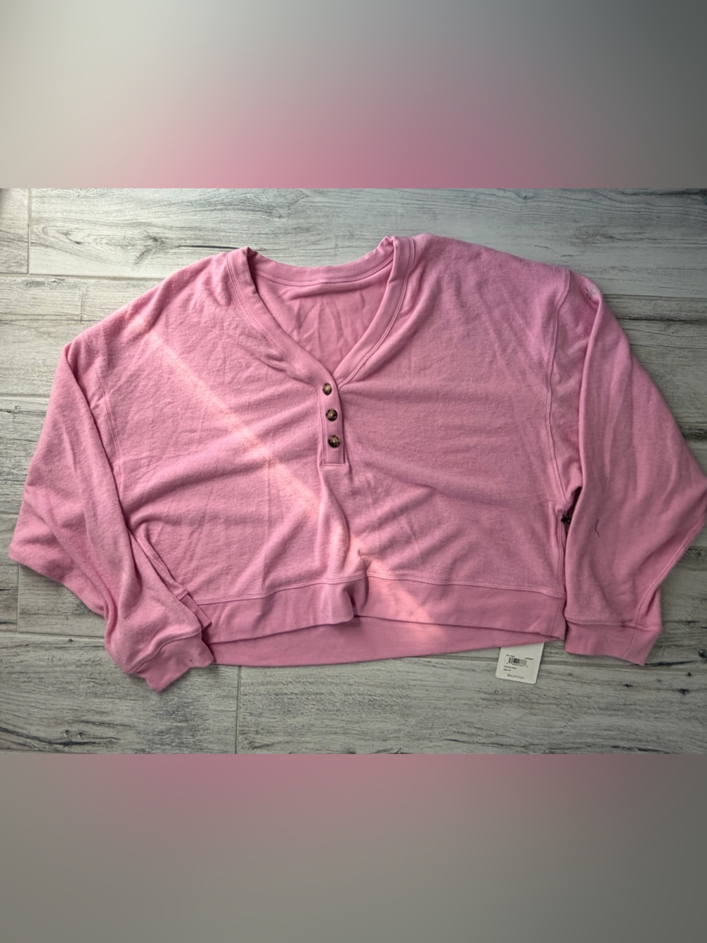ALO Yoga Pink Henley Button Pullover Sweatshirt